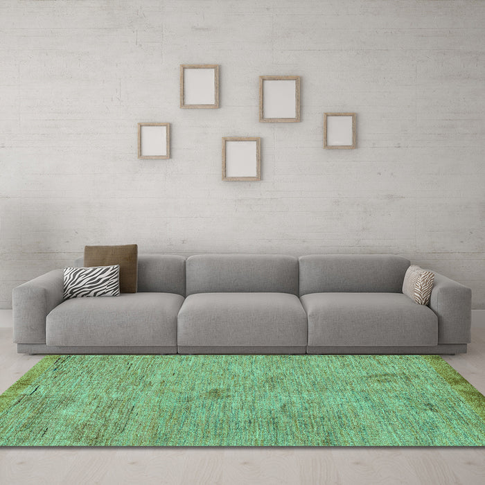 Machine Washable Abstract Turquoise Modern Area Rugs in a Living Room,, wshabs5321turq
