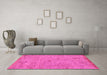 Machine Washable Abstract Pink Modern Rug in a Living Room, wshabs5321pnk