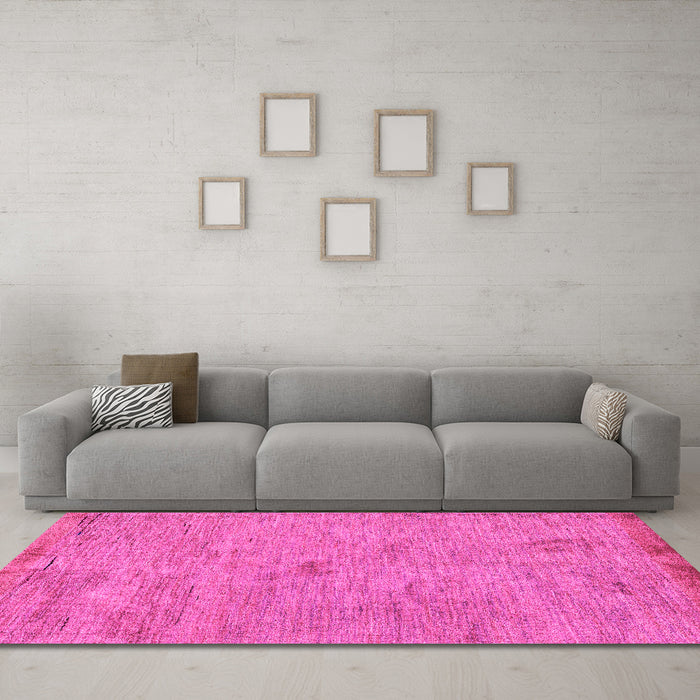 Machine Washable Abstract Pink Modern Rug in a Living Room, wshabs5321pnk
