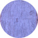 Round Abstract Blue Modern Rug, abs5321blu