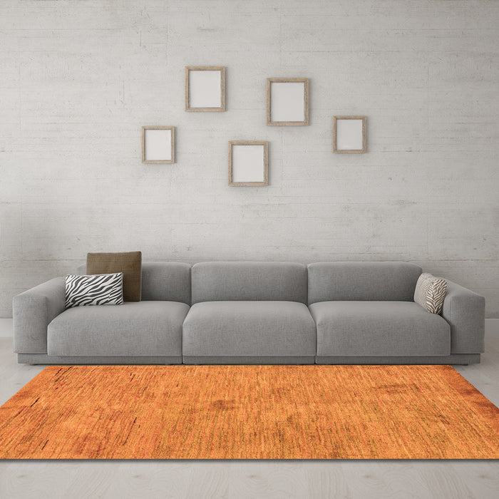 Machine Washable Abstract Orange Modern Area Rugs in a Living Room, wshabs5321org