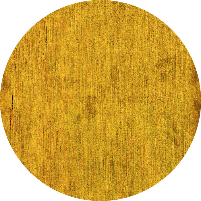 Round Machine Washable Abstract Yellow Modern Rug, wshabs5321yw