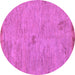 Round Machine Washable Abstract Purple Modern Area Rugs, wshabs5321pur