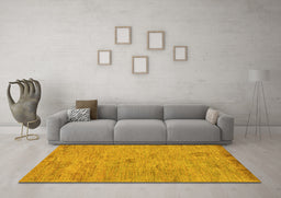 Machine Washable Abstract Yellow Modern Rug in a Living Room, wshabs5321yw