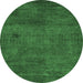 Round Abstract Emerald Green Modern Rug, abs5322emgrn