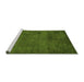 Sideview of Machine Washable Abstract Green Modern Area Rugs, wshabs5322grn