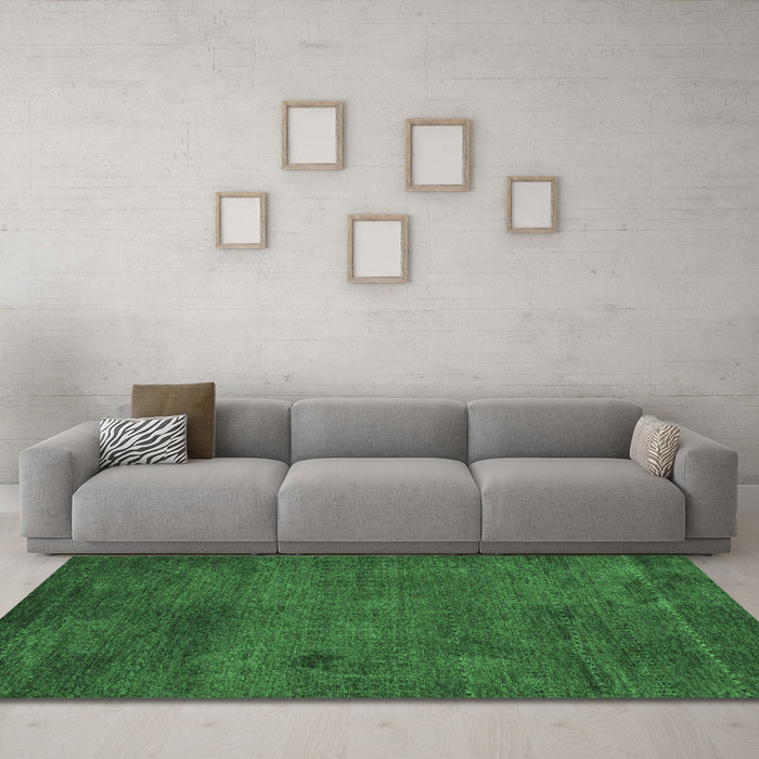 Machine Washable Abstract Emerald Green Modern Area Rugs in a Living Room,, wshabs5322emgrn
