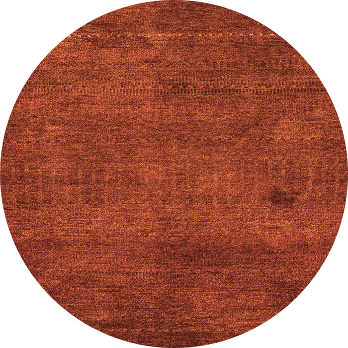 Round Machine Washable Abstract Orange Modern Area Rugs, wshabs5322org