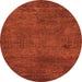 Round Machine Washable Abstract Orange Modern Area Rugs, wshabs5322org