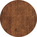 Round Abstract Brown Modern Rug, abs5322brn