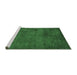 Sideview of Machine Washable Abstract Emerald Green Modern Area Rugs, wshabs5322emgrn