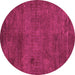 Round Machine Washable Abstract Pink Modern Rug, wshabs5322pnk