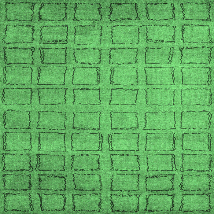 Square Machine Washable Abstract Emerald Green Modern Area Rugs, wshabs5323emgrn