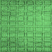 Square Machine Washable Abstract Emerald Green Modern Area Rugs, wshabs5323emgrn