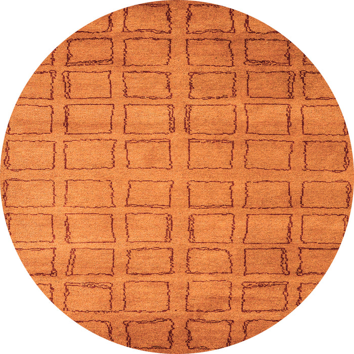 Round Machine Washable Abstract Orange Modern Area Rugs, wshabs5323org