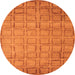 Round Machine Washable Abstract Orange Modern Area Rugs, wshabs5323org