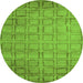 Round Machine Washable Abstract Green Modern Area Rugs, wshabs5323grn