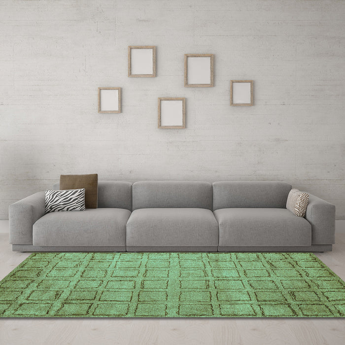 Machine Washable Abstract Turquoise Modern Area Rugs in a Living Room,, wshabs5323turq
