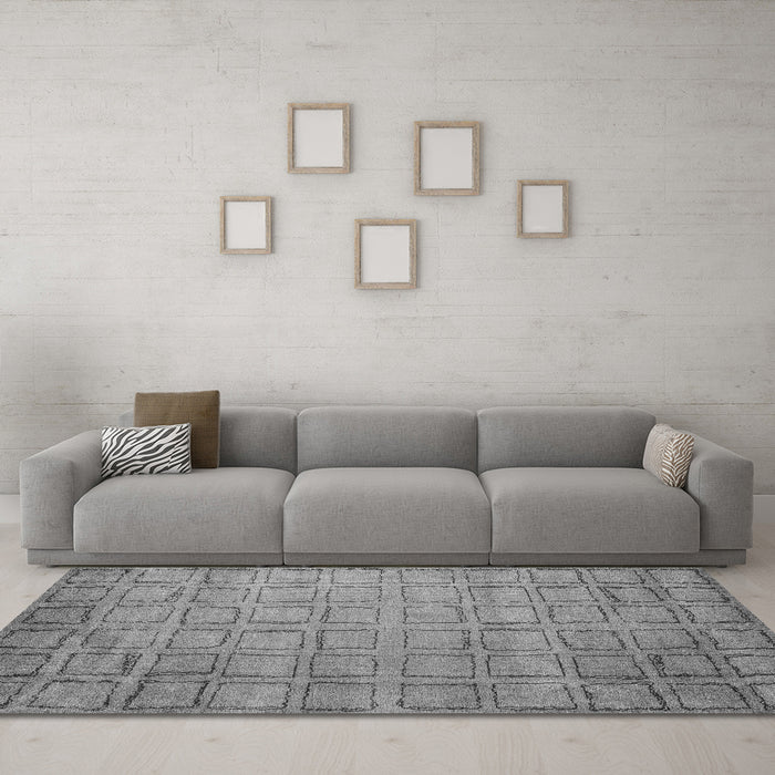 Machine Washable Abstract Gray Modern Rug in a Living Room,, wshabs5323gry