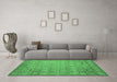 Machine Washable Abstract Emerald Green Modern Area Rugs in a Living Room,, wshabs5323emgrn