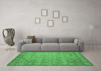 Machine Washable Abstract Emerald Green Modern Rug, wshabs5323emgrn