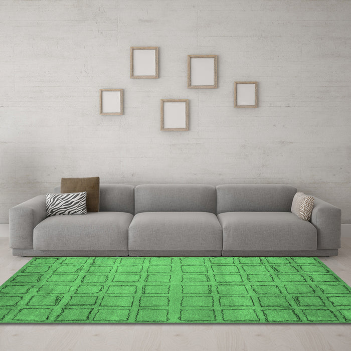 Machine Washable Abstract Emerald Green Modern Area Rugs in a Living Room,, wshabs5323emgrn