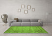 Machine Washable Abstract Green Modern Area Rugs in a Living Room,, wshabs5323grn