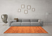 Machine Washable Abstract Orange Modern Area Rugs in a Living Room, wshabs5323org