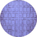 Round Abstract Blue Modern Rug, abs5323blu