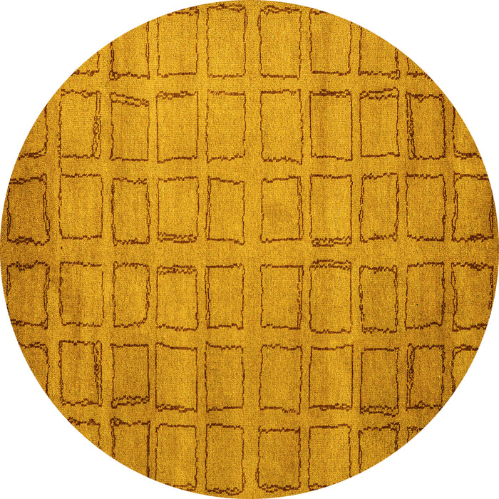 Round Abstract Yellow Modern Rug, abs5323yw