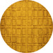 Round Abstract Yellow Modern Rug, abs5323yw