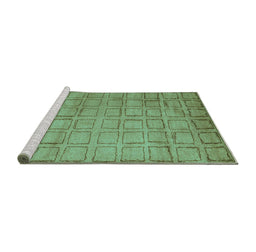 Sideview of Machine Washable Abstract Turquoise Modern Area Rugs, wshabs5323turq