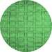 Round Abstract Emerald Green Modern Rug, abs5323emgrn