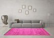 Machine Washable Abstract Pink Modern Rug in a Living Room, wshabs5323pnk