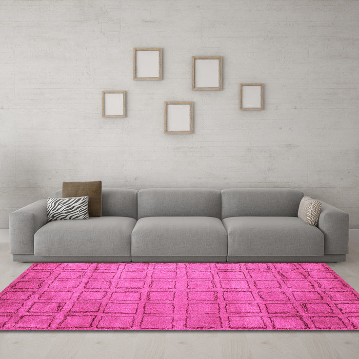 Machine Washable Abstract Pink Modern Rug in a Living Room, wshabs5323pnk