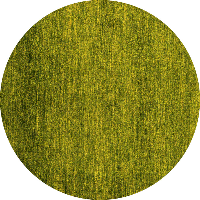 Round Machine Washable Abstract Yellow Modern Rug, wshabs5324yw
