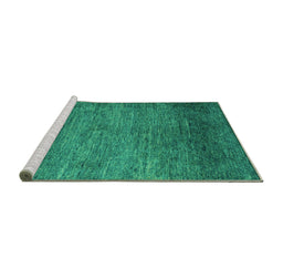 Sideview of Machine Washable Abstract Turquoise Modern Area Rugs, wshabs5324turq