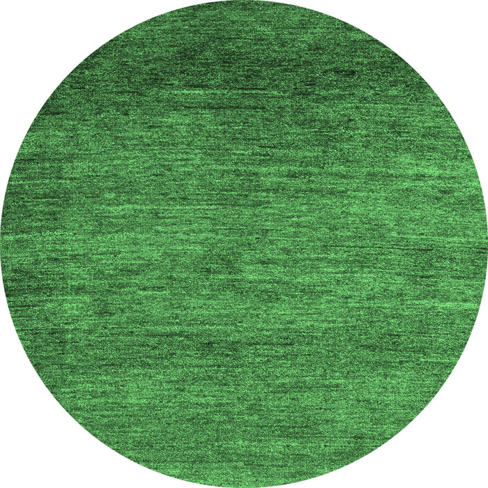 Round Machine Washable Abstract Emerald Green Modern Area Rugs, wshabs5324emgrn