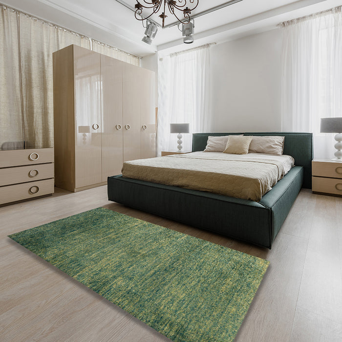 Abstract Green Modern Rug in a Bedroom, abs5324