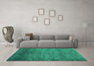 Machine Washable Abstract Turquoise Modern Area Rugs in a Living Room,, wshabs5324turq