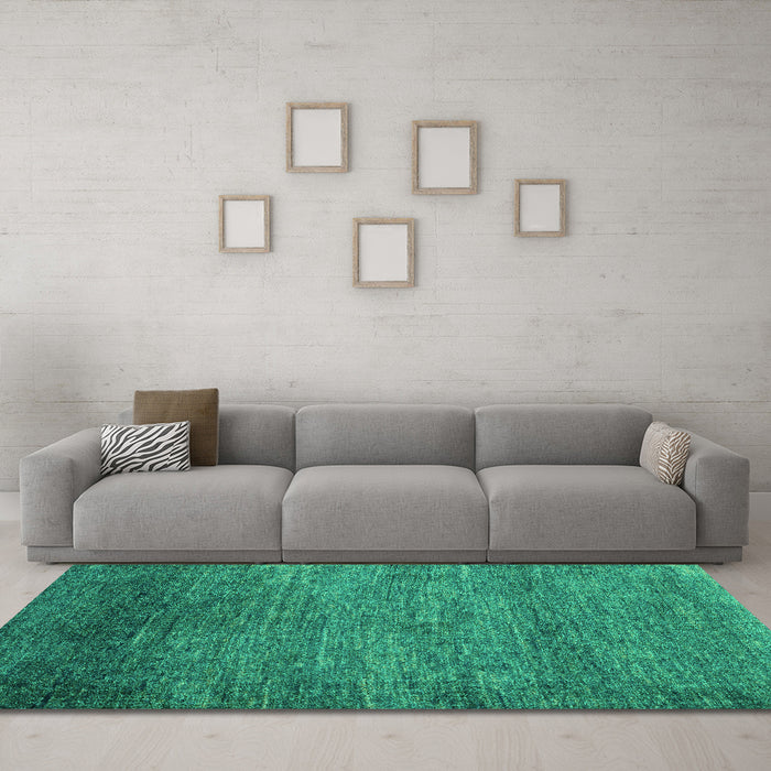 Machine Washable Abstract Turquoise Modern Area Rugs in a Living Room,, wshabs5324turq