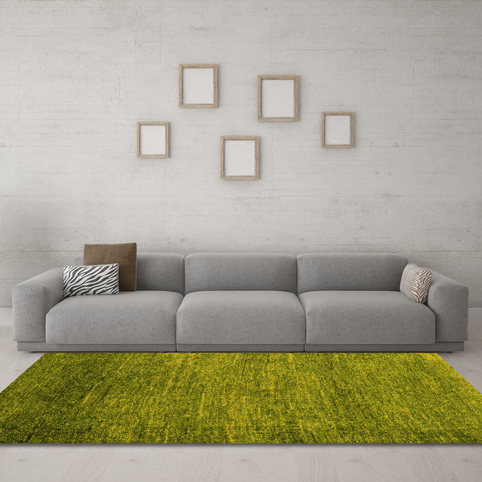 Machine Washable Abstract Yellow Modern Rug in a Living Room, wshabs5324yw