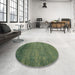 Round Abstract Green Modern Rug in a Office, abs5324