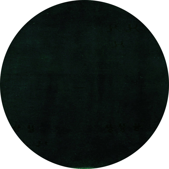 Round Machine Washable Abstract Green Modern Area Rugs, wshabs5325grn