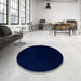 Round Abstract Blue Modern Rug in a Office, abs5325