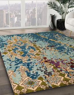 Abstract Light Black Modern Rug in Family Room, abs5326