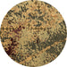 Round Abstract Brown Modern Rug, abs5326brn