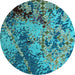 Round Abstract Light Blue Modern Rug, abs5326lblu