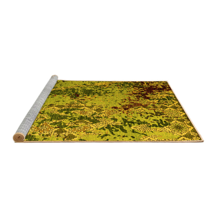 Sideview of Machine Washable Abstract Yellow Modern Rug, wshabs5326yw