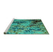 Sideview of Machine Washable Abstract Turquoise Modern Area Rugs, wshabs5326turq